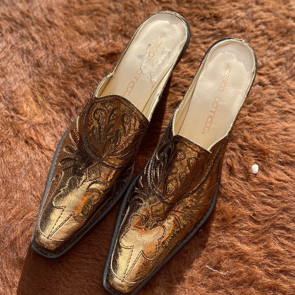 NWOT Gold mules